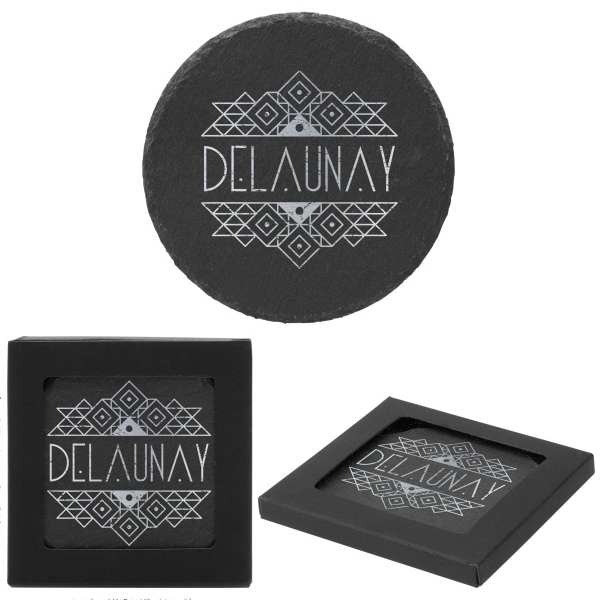 Natural Slate color option for Round Slate Coasters