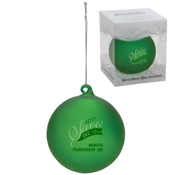 Frosted Green color option for Hand Blown Glass Holiday Christmas Tree Ornament