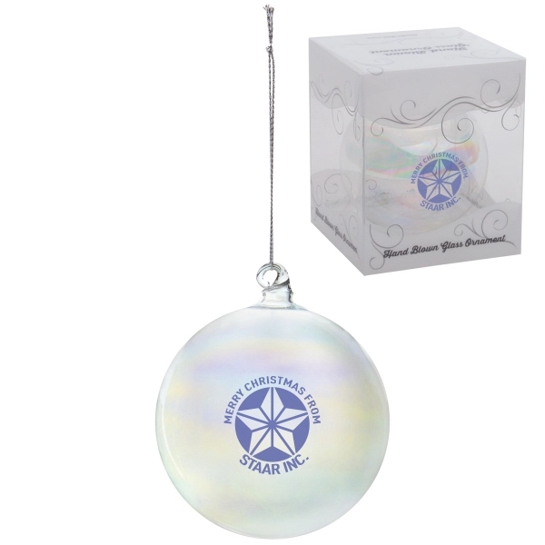 Iridescent color option for Hand Blown Glass Holiday Christmas Tree Ornament