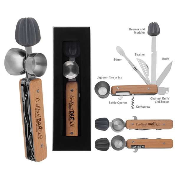 Brown-Stainless Steel color option for Cocktail Multi Tool