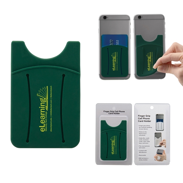 Green color option for Finger Grip Cell Phone Card Holder W/Packaging