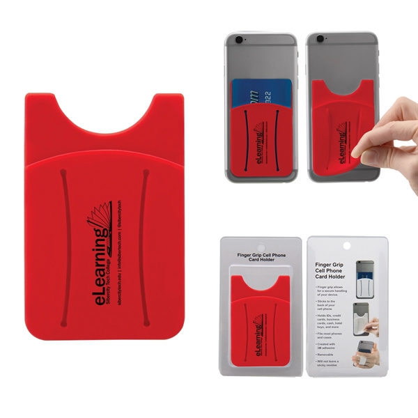 Red color option for Finger Grip Cell Phone Card Holder W/Packaging