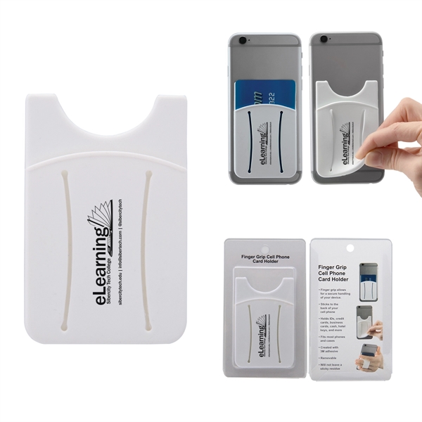 White color option for Finger Grip Cell Phone Card Holder W/Packaging