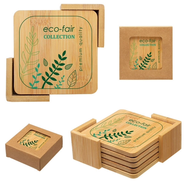 Brown color option for Bamboo Coaster Set