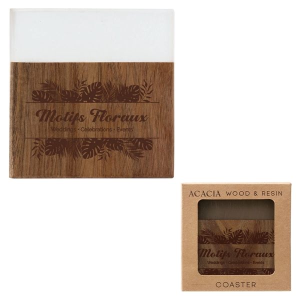 Brown-Clear color option for Acacia Wood And Resin Coasters