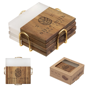 Photo of Acacia Wood And Resin Coaster Set