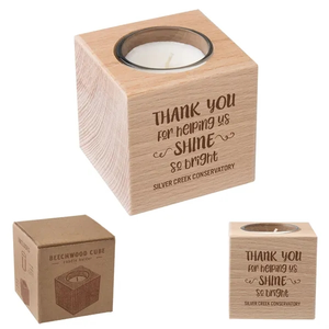Photo of Beechwood Cube Candle Holder