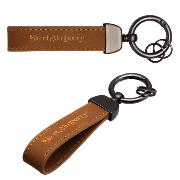 Tan color option for Leather Spring Clip Keytag
