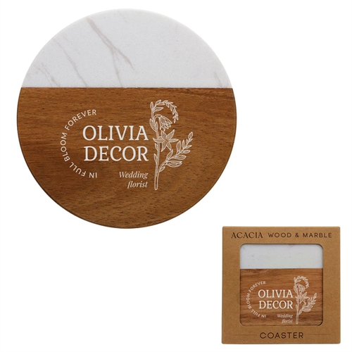 Main photo of Acacia Wood & Marble Coasters