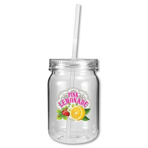 Main photo of 24 Oz. Plastic Mason Jar, Full Color Digital