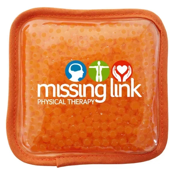 Orange color option for Plush Square Gel Bead Hot/Cold Pack, Full Color Digital
