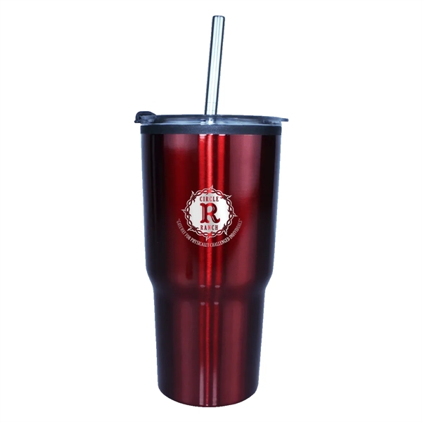 Red color option for 20 Oz. Ares Tumbler With Stainless Straw/Flip Top Lid, Laser