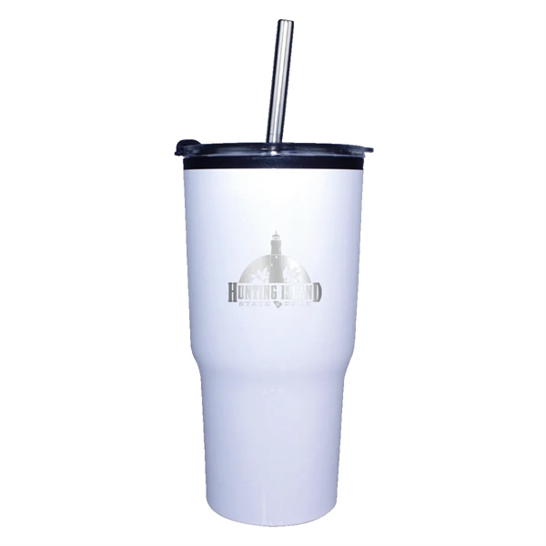 White color option for 20 Oz. Ares Tumbler With Stainless Straw/Flip Top Lid, Laser