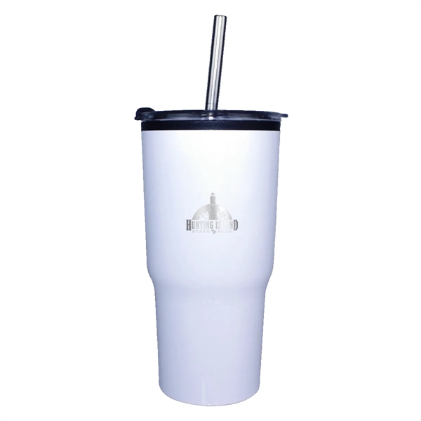 White color option for 20 Oz. Ares Tumbler With Stainless Straw/Flip Top Lid, Laser