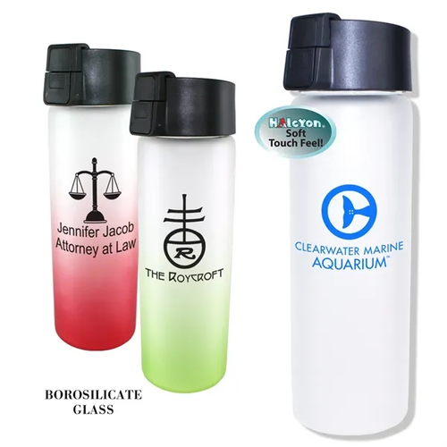 Main photo of Halcyon® 20 Oz. Frosted Glass Bottle With Flip Top Lid