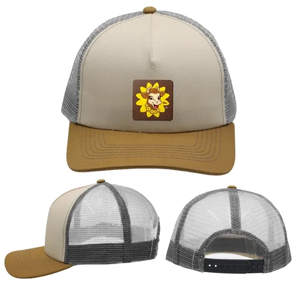 Amber color option for Mesh Hype Trucker, Leather Patch   Full Color Digital