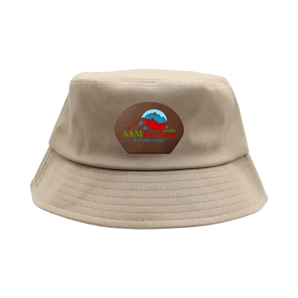Khaki color option for Seeker Bucket Hat, Leather Patch   Full Color Digital