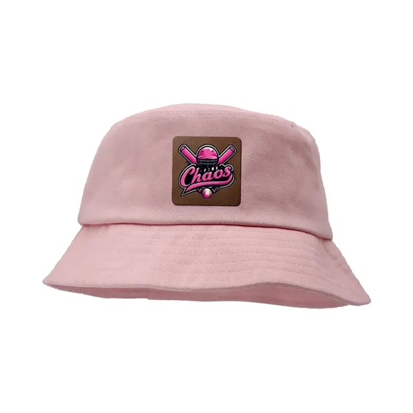 Pink color option for Seeker Bucket Hat, Leather Patch   Full Color Digital
