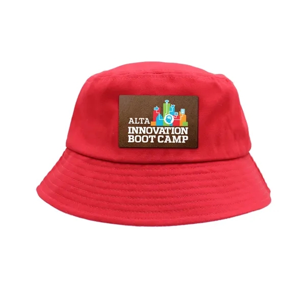 Red color option for Seeker Bucket Hat, Leather Patch   Full Color Digital