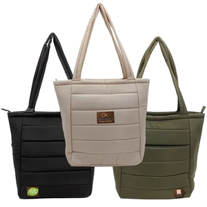 Photo of Otaria™ Puffy Recycled Tote Bag, Leather Patch   Full Colo