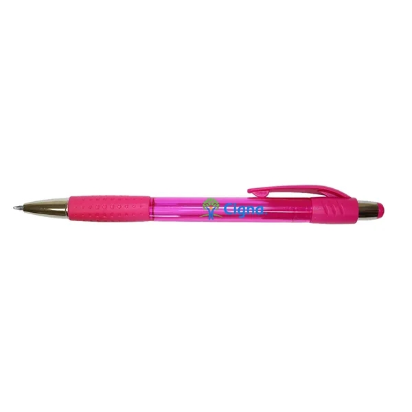 Pink color option for Mardi Gras Grip Pen, Blue Ink   Full Color Digital