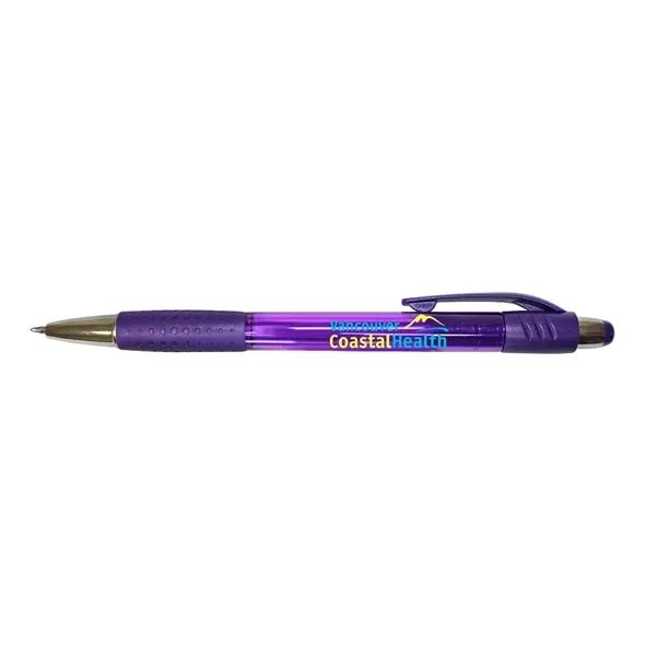 Purple color option for Mardi Gras Grip Pen, Blue Ink   Full Color Digital