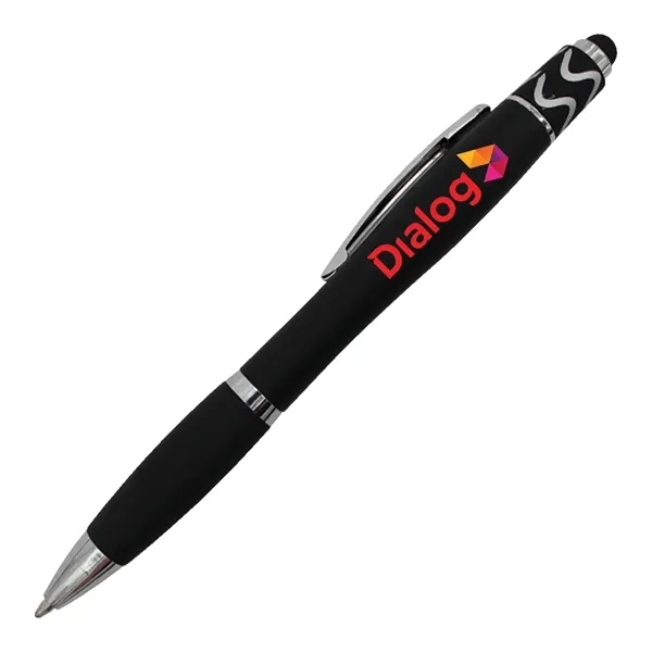 Black color option for Halcyon® Silhouette Spin Top Pen With Stylus, Full Color Di