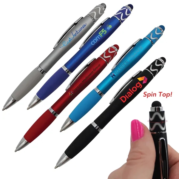 Extra color option for Halcyon® Silhouette Spin Top Pen With Stylus, Full Color Di