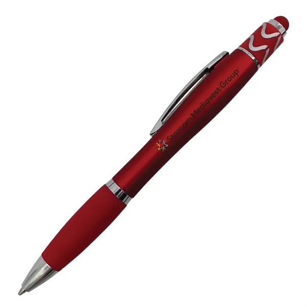 Red color option for Halcyon® Silhouette Spin Top Pen With Stylus, Full Color Di