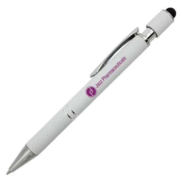 White color option for Halcyon® Executive Metal Spin Top Pen With Stylus