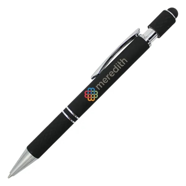 Black color option for Halcyon® Executive Metal Spin Top Pen With Stylus, Full Col