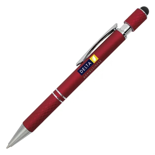 Red color option for Halcyon® Executive Metal Spin Top Pen With Stylus, Full Col