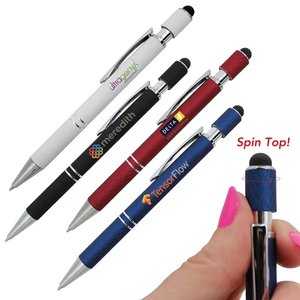 Photo of Halcyon® Executive Metal Spin Top Pen With Stylus, Full Col