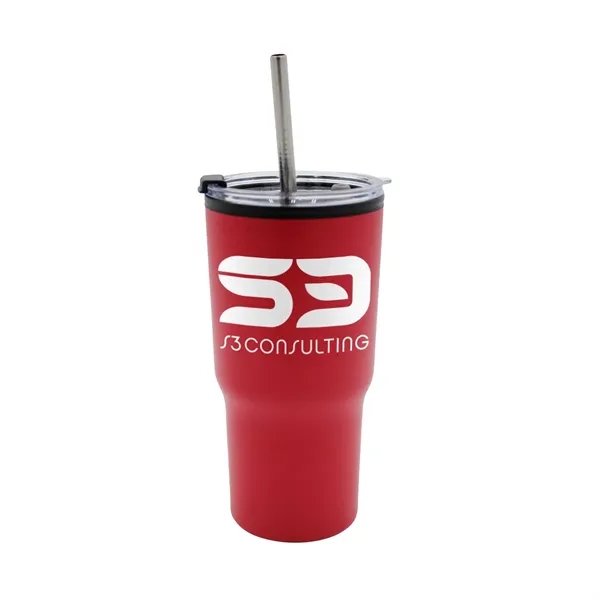 Red color option for 20 Oz. Ares Recycled Tumbler With Stainless Straw Lid