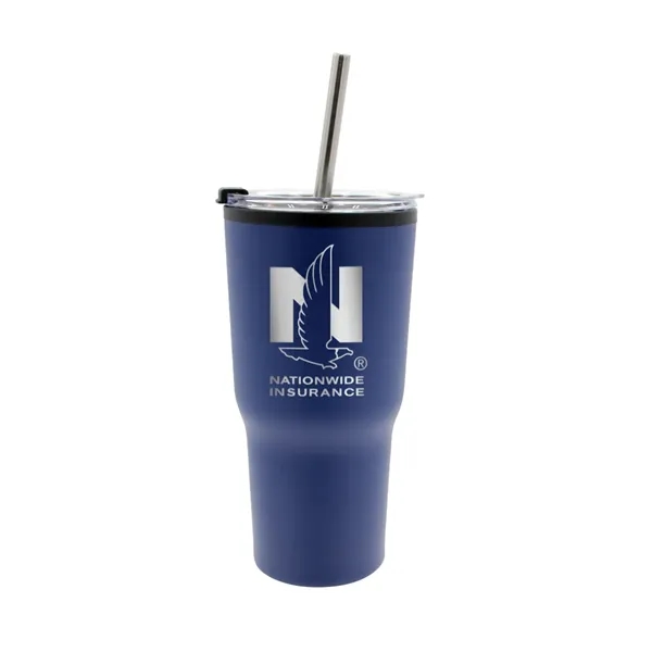 Blue color option for 20 Oz. Ares Recycled Tumbler With Stainless Straw Lid, Premi