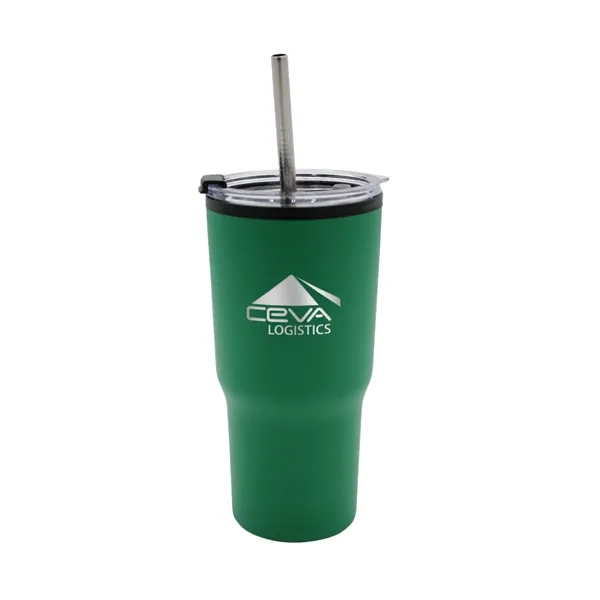 Green color option for 20 Oz. Ares Recycled Tumbler With Stainless Straw Lid, Premi