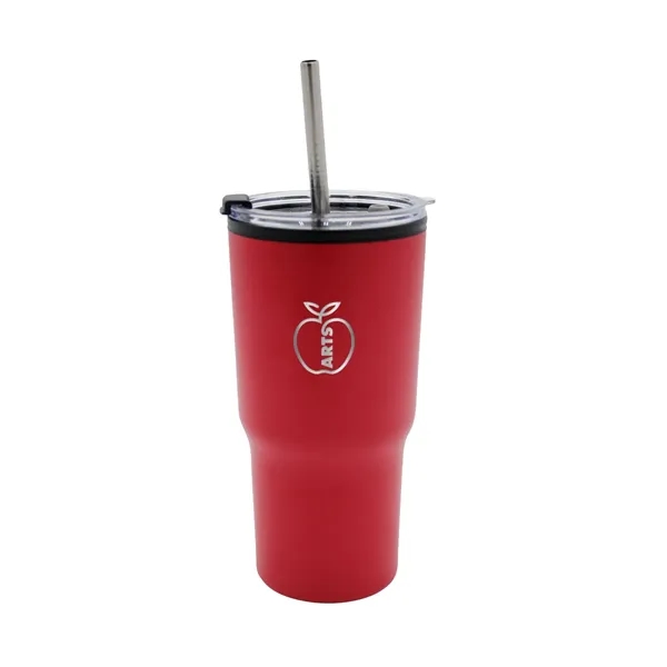 Red color option for 20 Oz. Ares Recycled Tumbler With Stainless Straw Lid, Stand