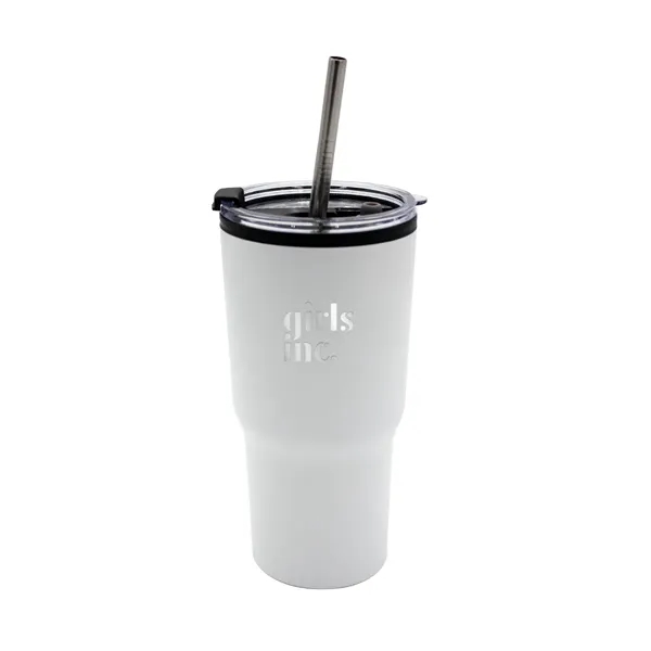 White color option for 20 Oz. Ares Recycled Tumbler With Stainless Straw Lid, Stand