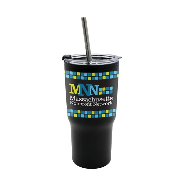 Black color option for 20 Oz. Ares Recycled Tumbler With Stainless Straw Lid, Full