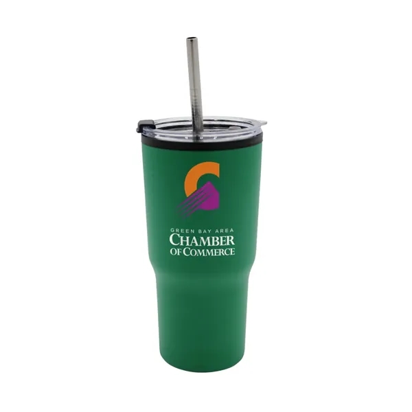 Green color option for 20 Oz. Ares Recycled Tumbler With Stainless Straw Lid, Full