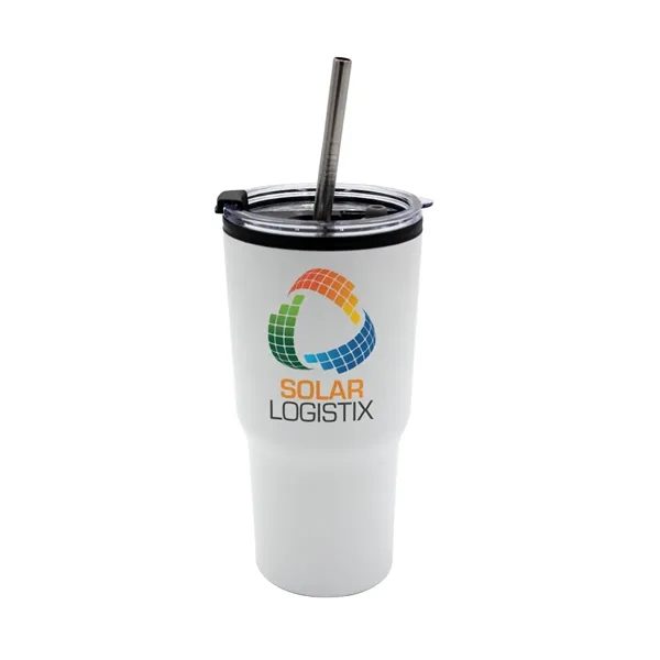 White color option for 20 Oz. Ares Recycled Tumbler With Stainless Straw Lid, Full