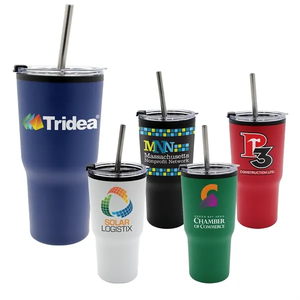 Photo of 20 Oz. Ares Recycled Tumbler With Stainless Straw Lid, Full