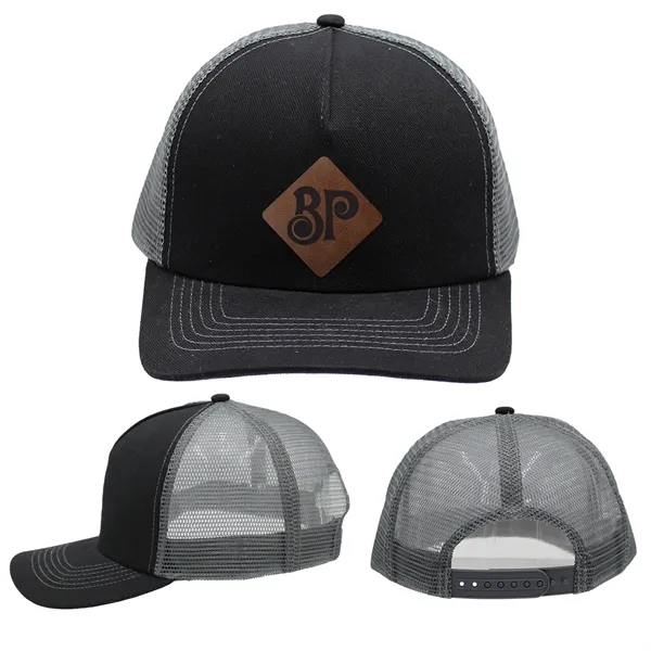 Black color option for Mesh Hype Trucker, Leather Patch   Laser Engraved