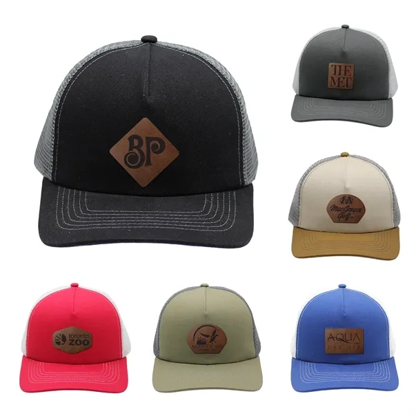 Extra color option for Mesh Hype Trucker, Leather Patch   Laser Engraved