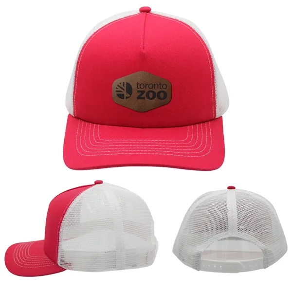 Red color option for Mesh Hype Trucker, Leather Patch   Laser Engraved