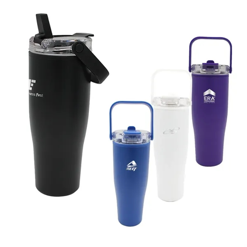 Main photo of 30 Oz. Recycled Tumbler With Handle Lid, Laser, Standard