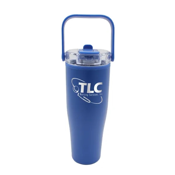 Blue color option for 30 Oz. Recycled Tumbler With Handle Lid, Laser, Premium
