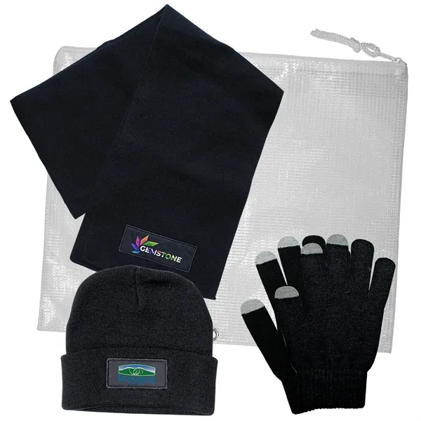 Black color option for 3 Piece Knit Set With All Purpose Pouch, Full Color Digital