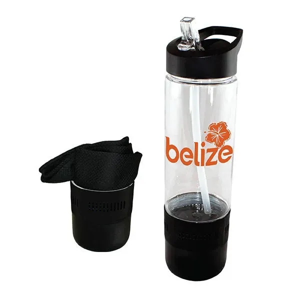 Black color option for 17 Oz. Co Poly Bottle With Cooling Towel