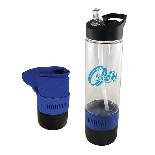 Blue color option for 17 Oz. Co Poly Bottle With Cooling Towel